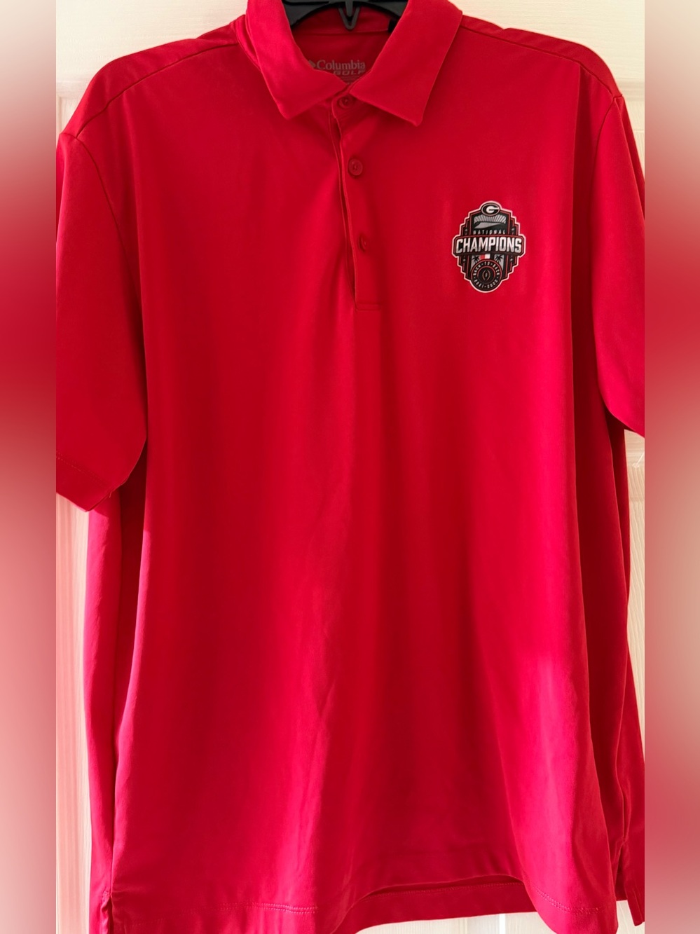 Georgia Bulldogs Red Champions Polo Men’s L Columbia Short Sleeve Polo